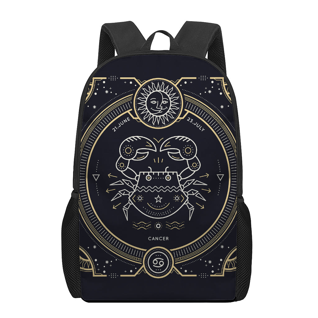 Vintage Cancer Zodiac Sign Print 17 Inch Backpack