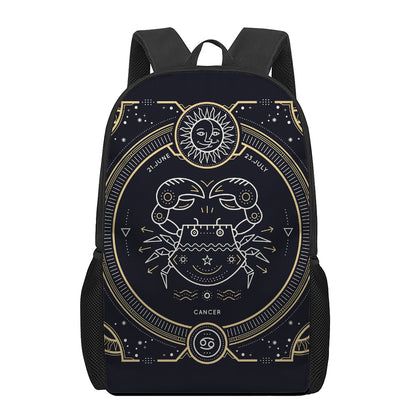 Vintage Cancer Zodiac Sign Print 17 Inch Backpack