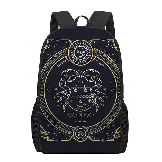 Vintage Cancer Zodiac Sign Print 17 Inch Backpack