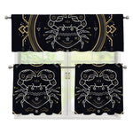 Vintage Cancer Zodiac Sign Print 3 Piece Kitchen Curtains