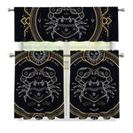 Vintage Cancer Zodiac Sign Print 3 Piece Kitchen Curtains