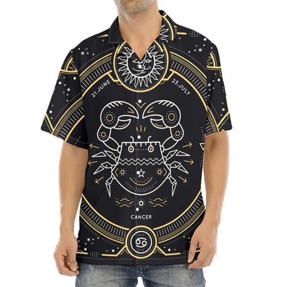 Vintage Cancer Zodiac Sign Print Aloha Shirt