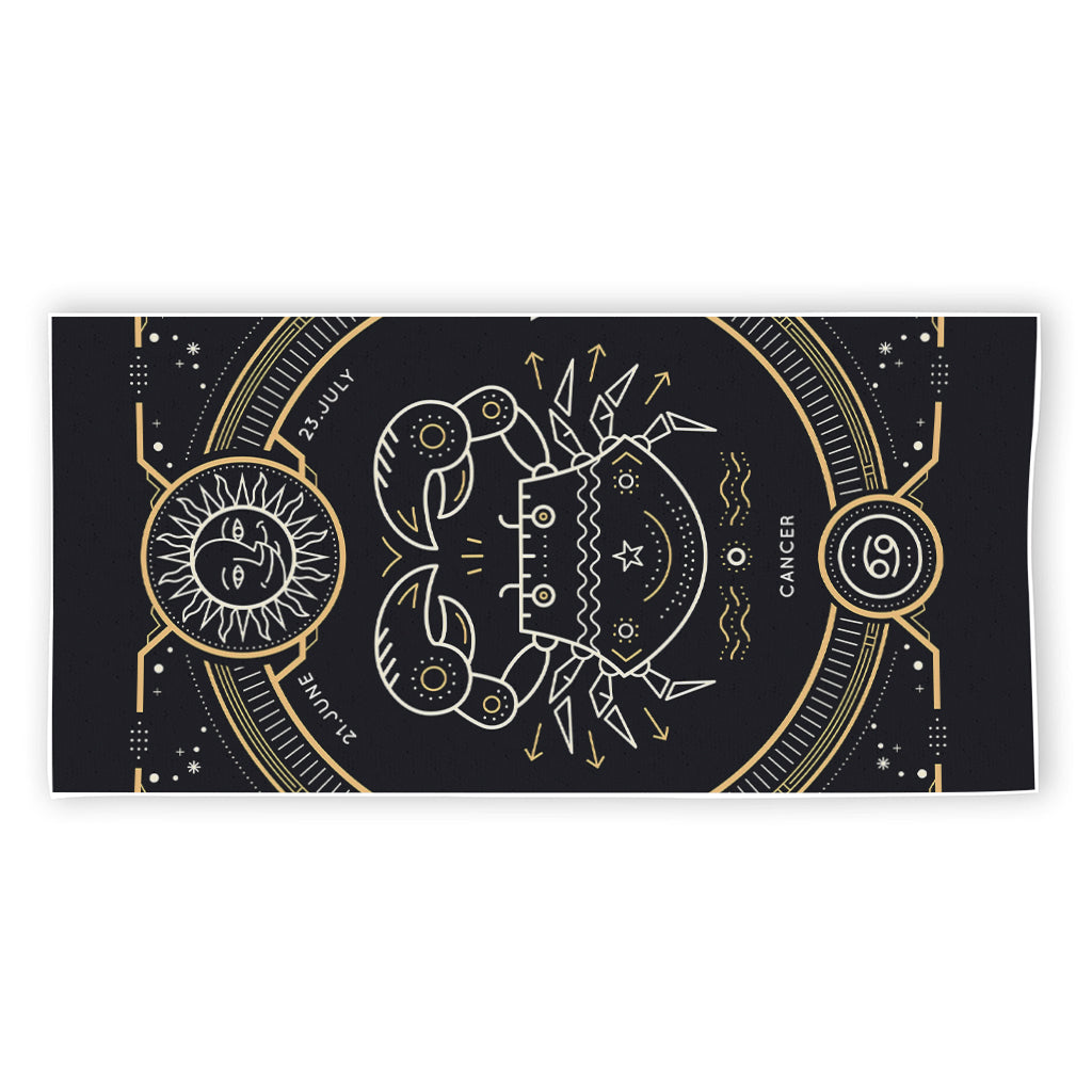 Vintage Cancer Zodiac Sign Print Beach Towel
