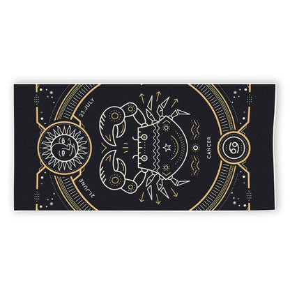Vintage Cancer Zodiac Sign Print Beach Towel