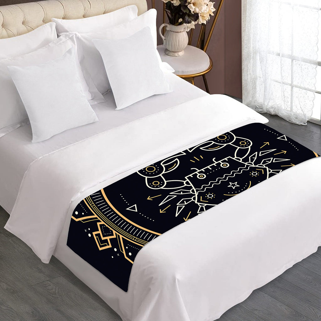 Vintage Cancer Zodiac Sign Print Bed Runner