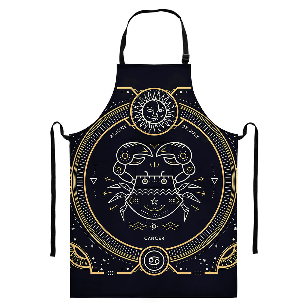 Vintage Cancer Zodiac Sign Print Bib Apron With Pocket