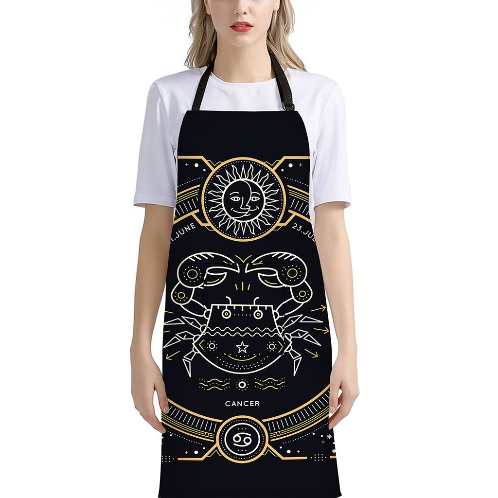 Vintage Cancer Zodiac Sign Print Bib Apron With Pocket
