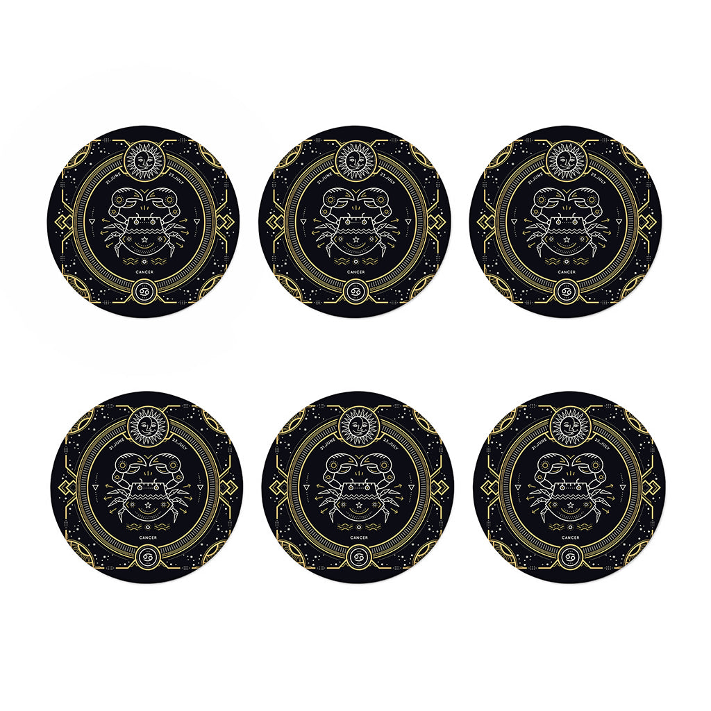 Vintage Cancer Zodiac Sign Print Coaster Set