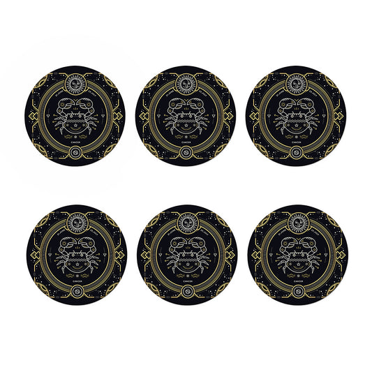 Vintage Cancer Zodiac Sign Print Coaster Set