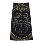 Vintage Cancer Zodiac Sign Print Cotton Front Slit Maxi Skirt