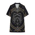 Vintage Cancer Zodiac Sign Print Cotton Hawaiian Shirt