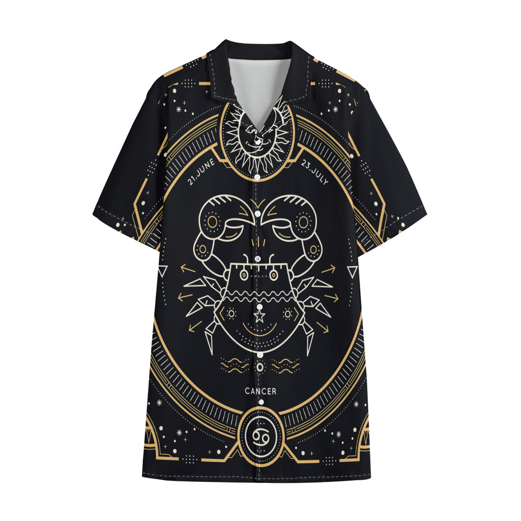 Vintage Cancer Zodiac Sign Print Cotton Hawaiian Shirt