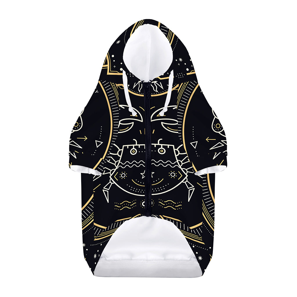 Vintage Cancer Zodiac Sign Print Dog Zip Up Hoodie