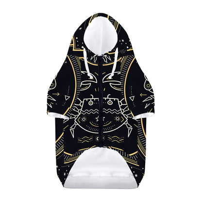 Vintage Cancer Zodiac Sign Print Dog Zip Up Hoodie