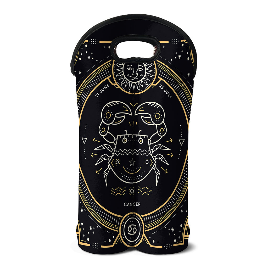 Vintage Cancer Zodiac Sign Print Double Neoprene Wine Tote