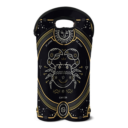 Vintage Cancer Zodiac Sign Print Double Neoprene Wine Tote