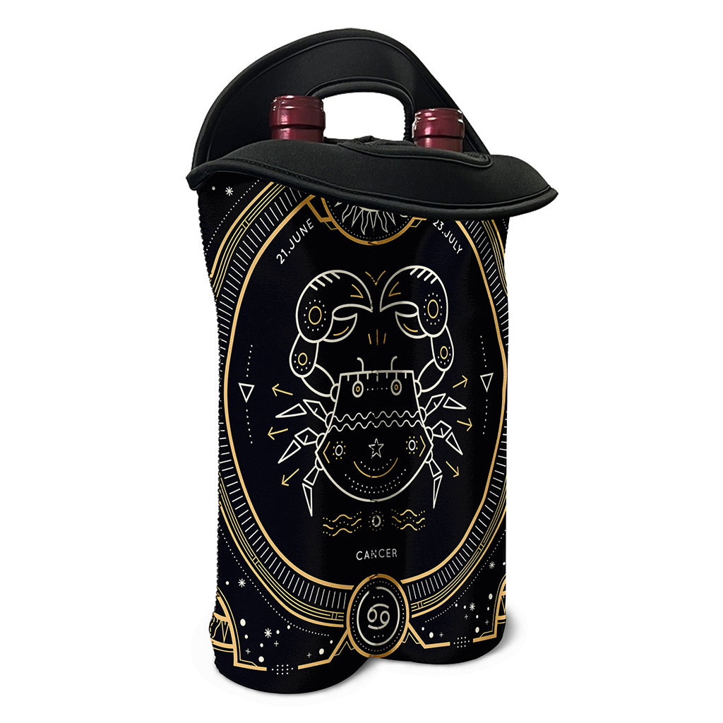Vintage Cancer Zodiac Sign Print Double Neoprene Wine Tote