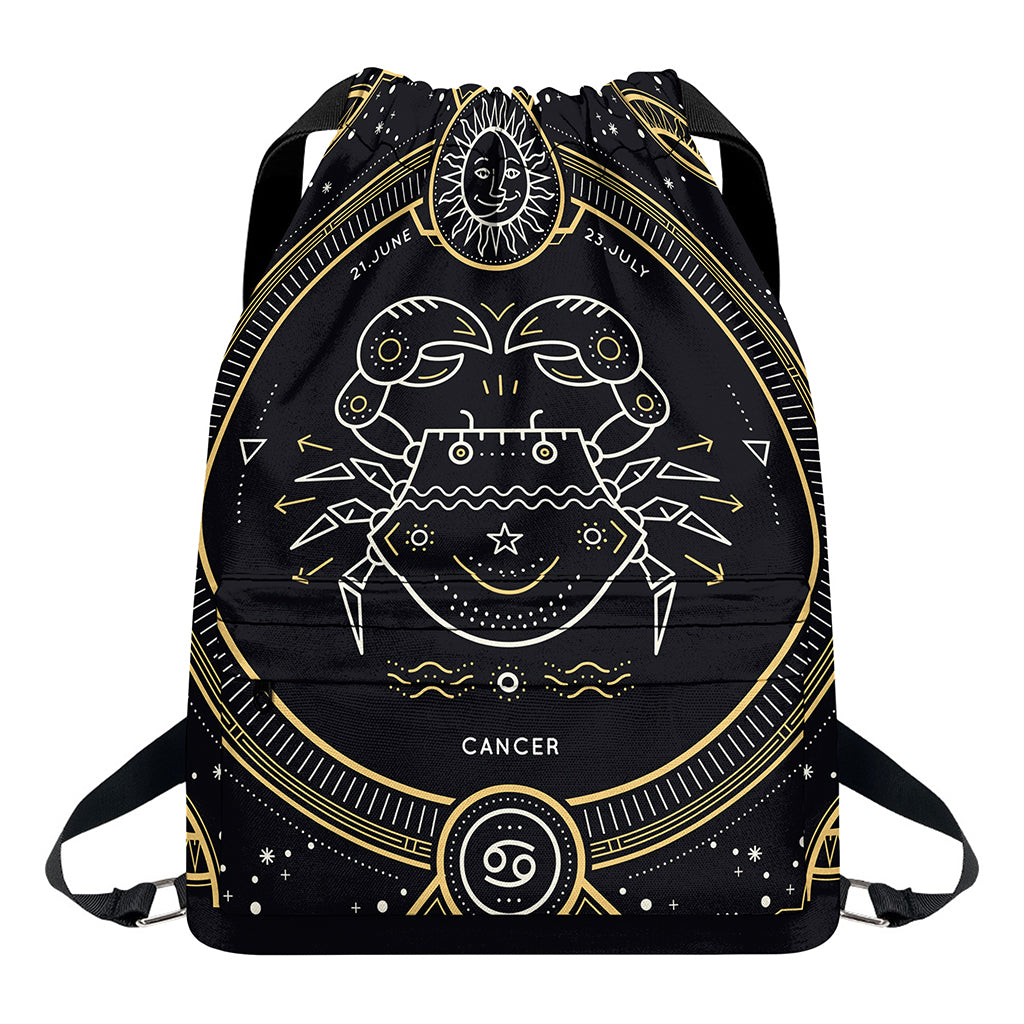 Vintage Cancer Zodiac Sign Print Drawstring Backpack