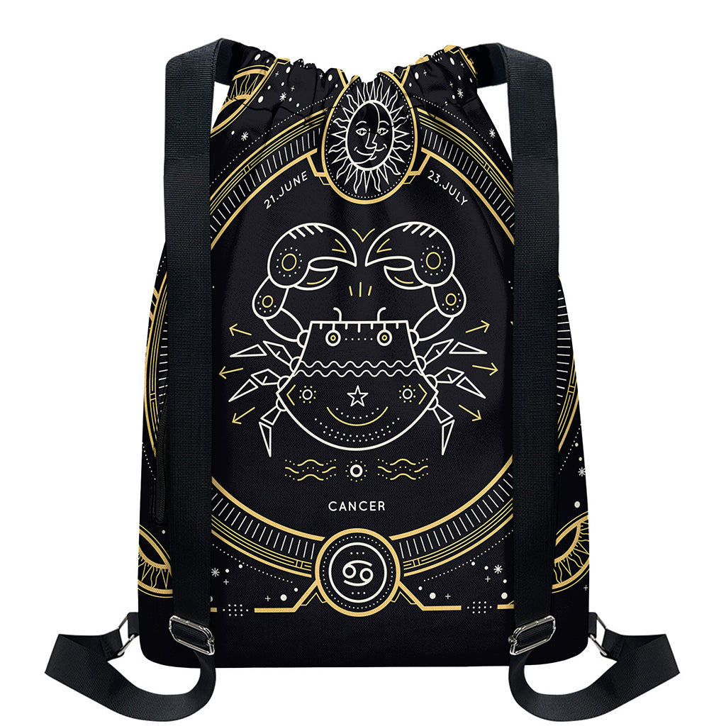 Vintage Cancer Zodiac Sign Print Drawstring Backpack