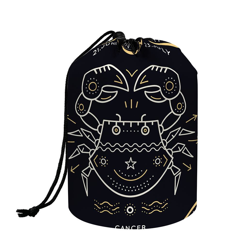 Vintage Cancer Zodiac Sign Print Drawstring Makeup Bag