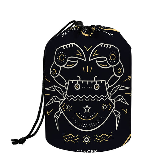 Vintage Cancer Zodiac Sign Print Drawstring Makeup Bag