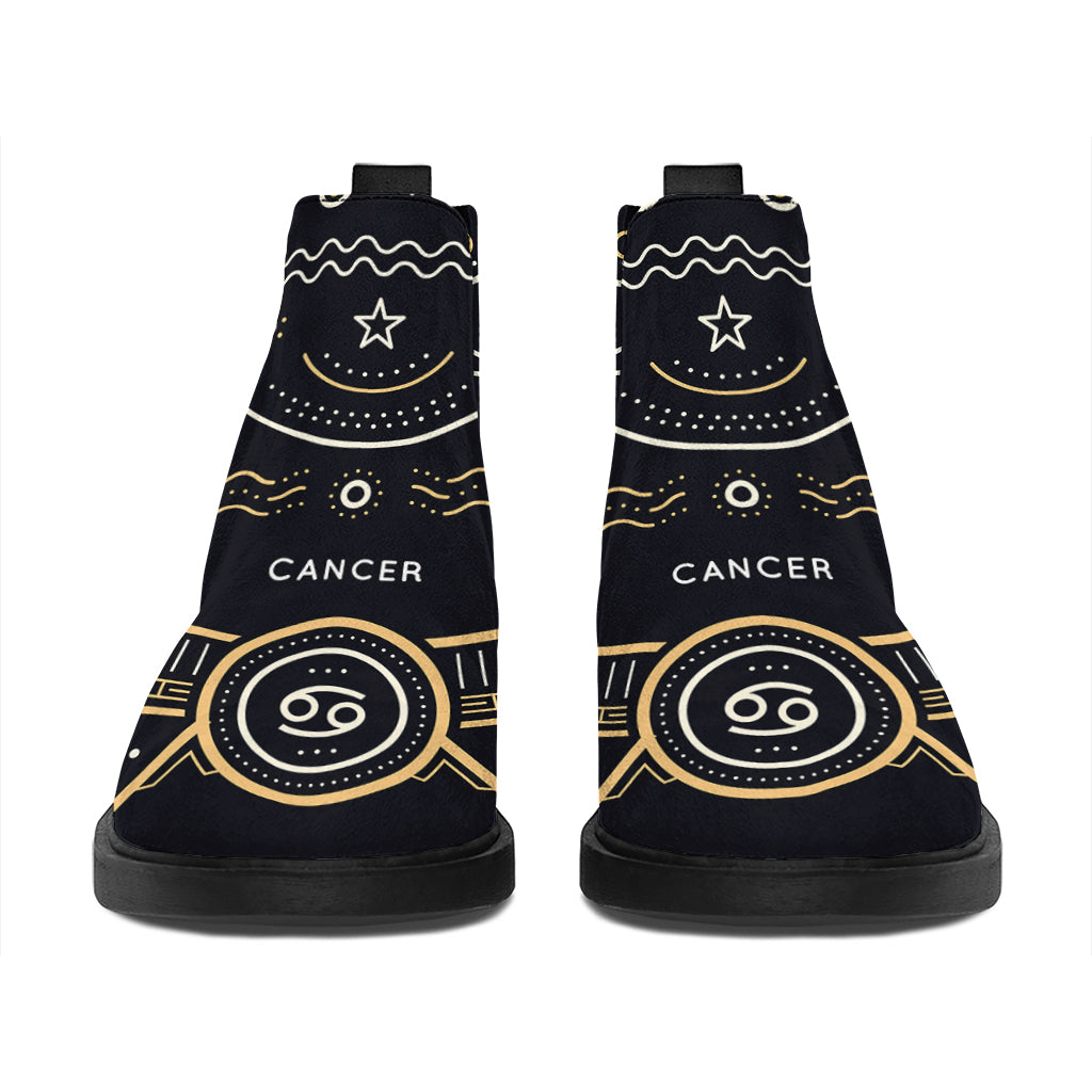 Vintage Cancer Zodiac Sign Print Flat Ankle Boots