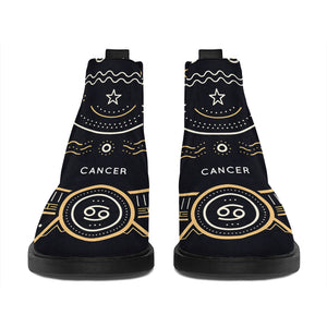 Vintage Cancer Zodiac Sign Print Flat Ankle Boots