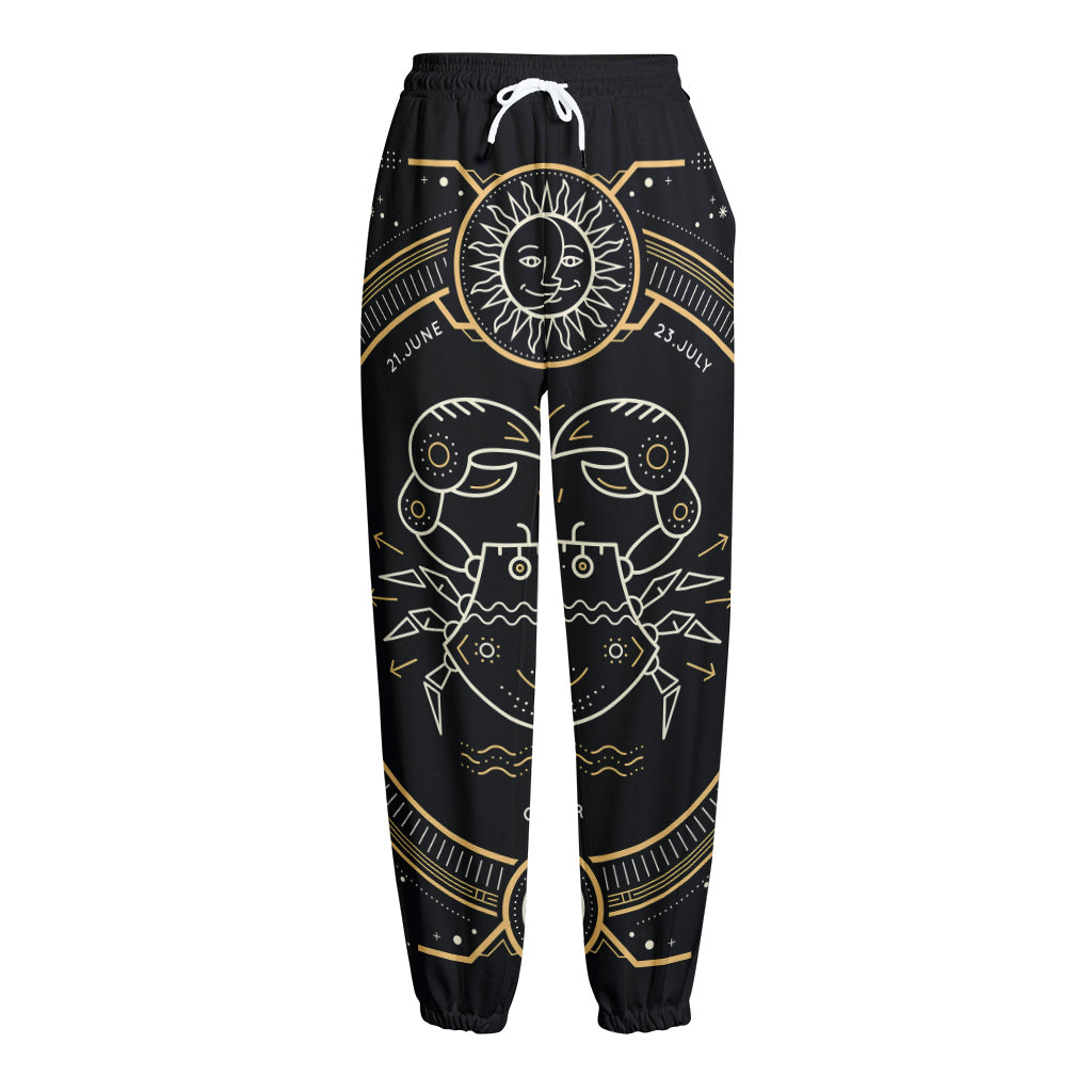 Vintage Cancer Zodiac Sign Print Fleece Lined Knit Pants