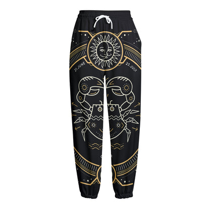 Vintage Cancer Zodiac Sign Print Fleece Lined Knit Pants