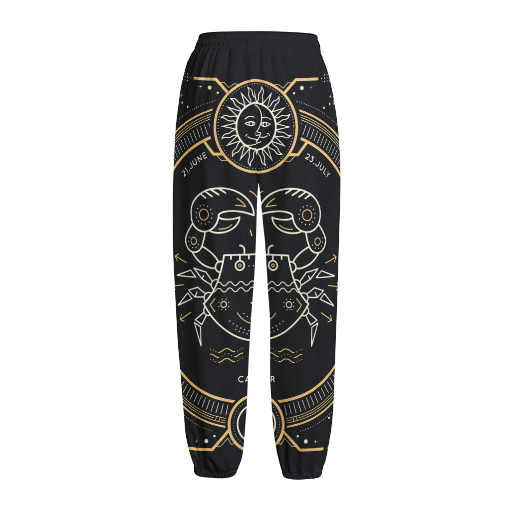 Vintage Cancer Zodiac Sign Print Fleece Lined Knit Pants