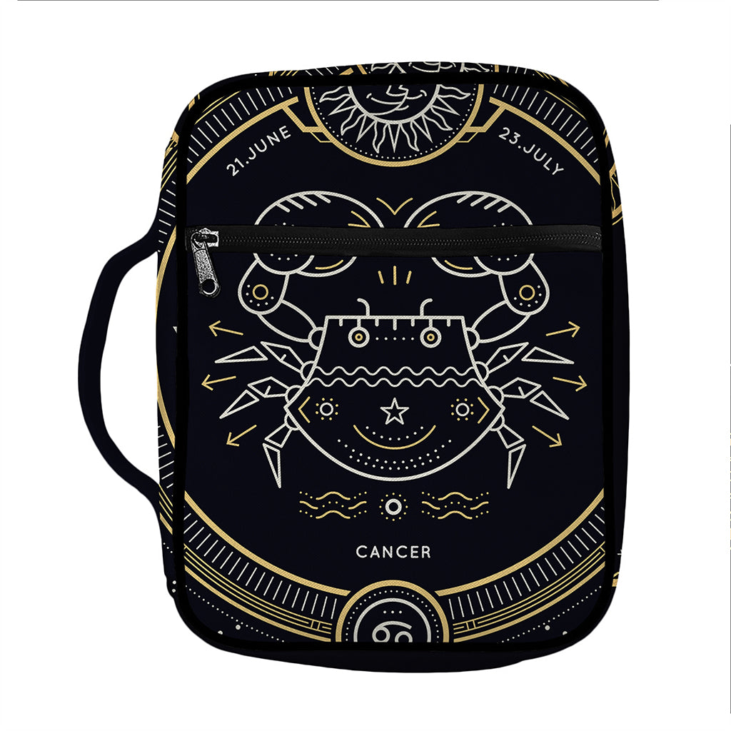 Vintage Cancer Zodiac Sign Print Front Pocket Bible Bag