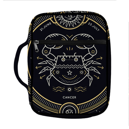 Vintage Cancer Zodiac Sign Print Front Pocket Bible Bag