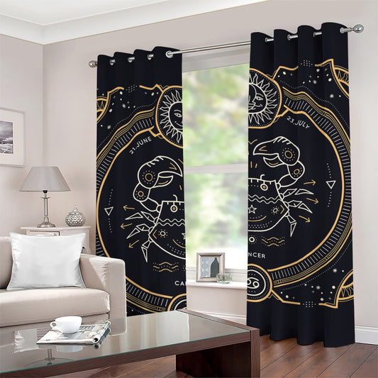 Vintage Cancer Zodiac Sign Print Grommet Curtains