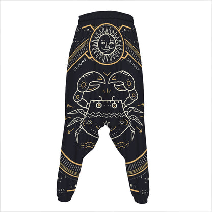 Vintage Cancer Zodiac Sign Print Hammer Pants