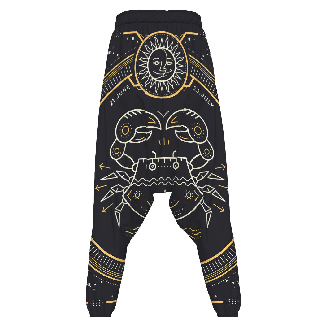 Vintage Cancer Zodiac Sign Print Hammer Pants