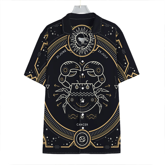 Vintage Cancer Zodiac Sign Print Hawaiian Shirt