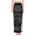 Vintage Cancer Zodiac Sign Print High Slit Maxi Skirt