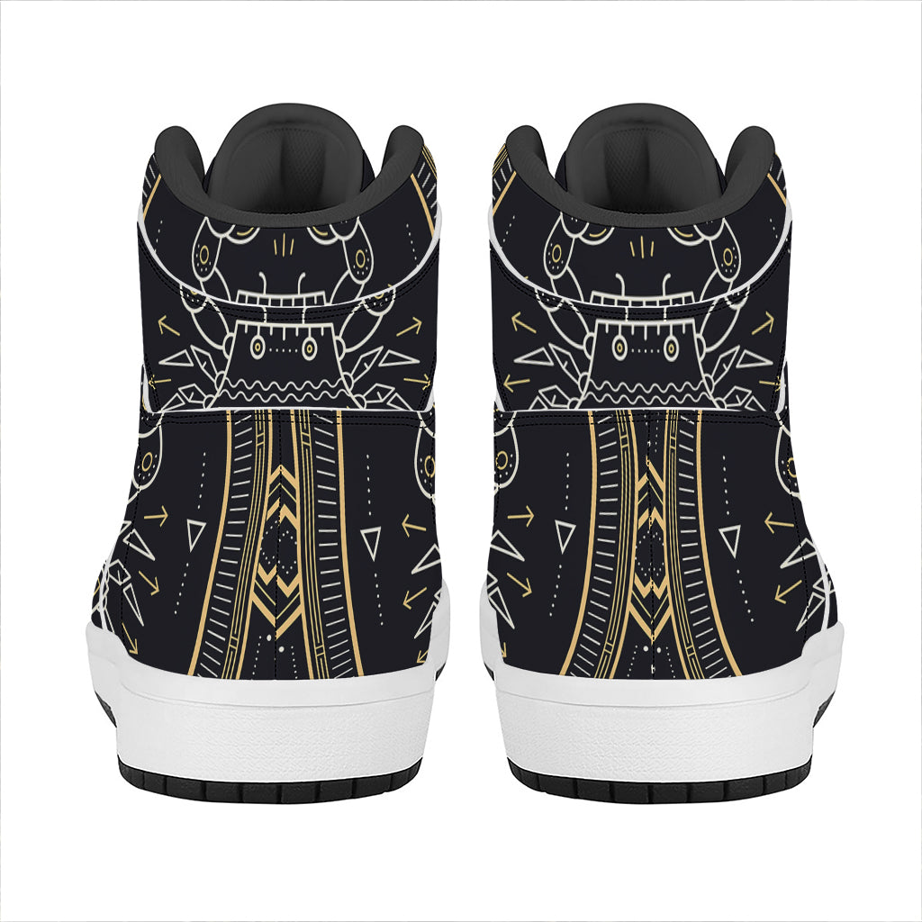 Vintage Cancer Zodiac Sign Print High Top Leather Sneakers