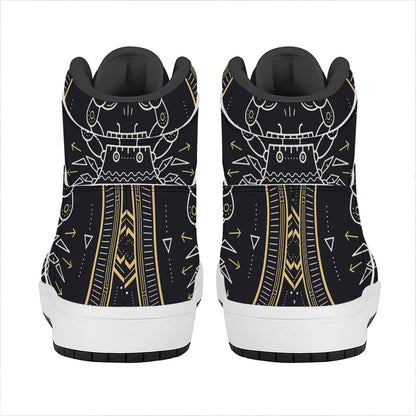 Vintage Cancer Zodiac Sign Print High Top Leather Sneakers