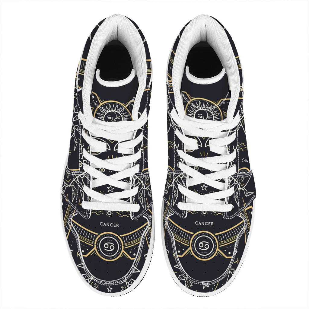 Vintage Cancer Zodiac Sign Print High Top Leather Sneakers