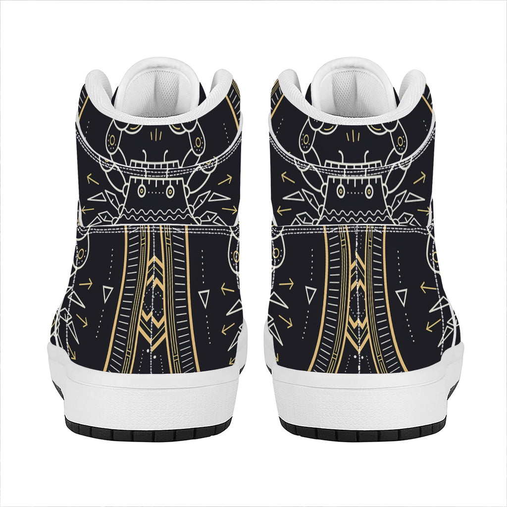 Vintage Cancer Zodiac Sign Print High Top Leather Sneakers