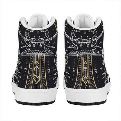 Vintage Cancer Zodiac Sign Print High Top Leather Sneakers