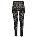 Vintage Cancer Zodiac Sign Print High-Waisted Pocket Leggings