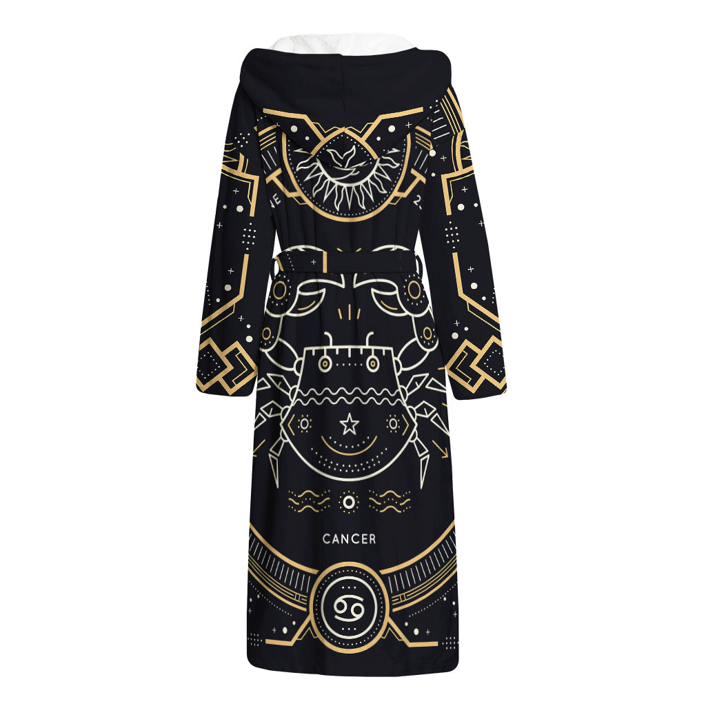 Vintage Cancer Zodiac Sign Print Hooded Bathrobe