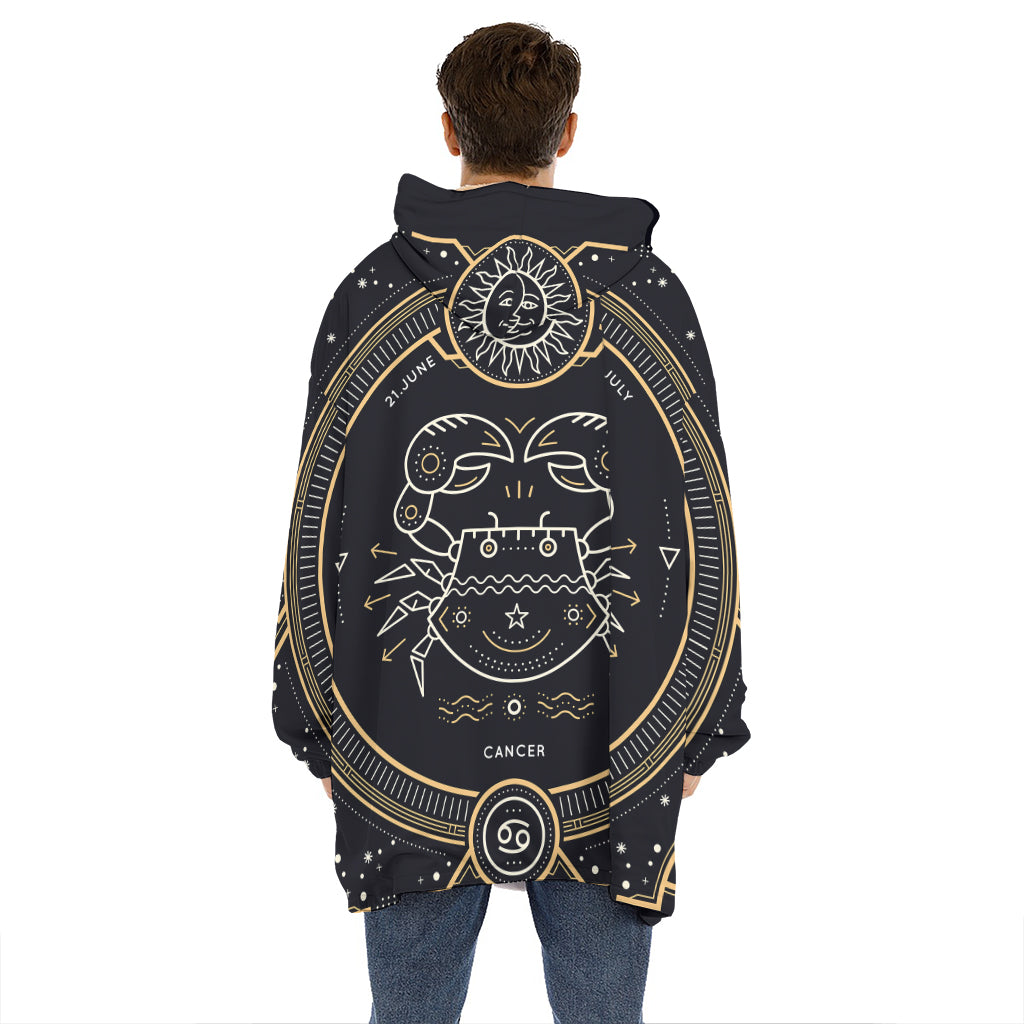 Vintage Cancer Zodiac Sign Print Hoodie Blanket