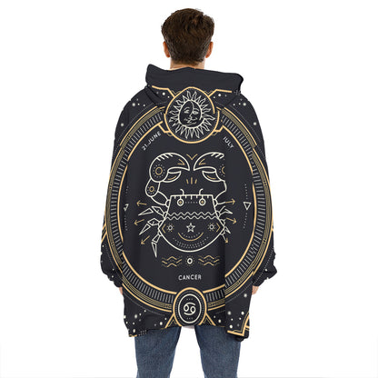 Vintage Cancer Zodiac Sign Print Hoodie Blanket