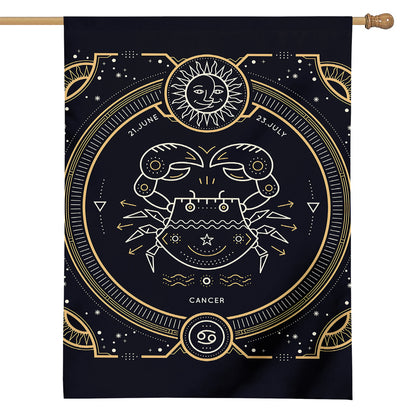 Vintage Cancer Zodiac Sign Print House Flag