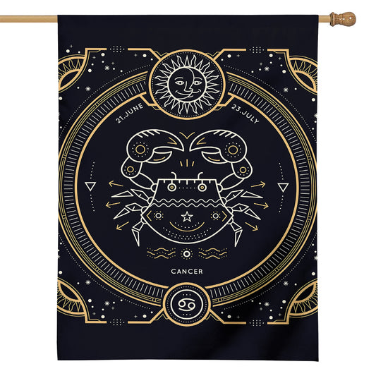 Vintage Cancer Zodiac Sign Print House Flag