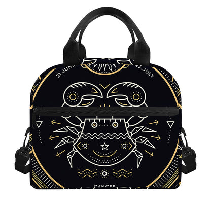 Vintage Cancer Zodiac Sign Print Insulated Lunch Bag