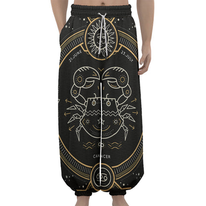 Vintage Cancer Zodiac Sign Print Lantern Pants
